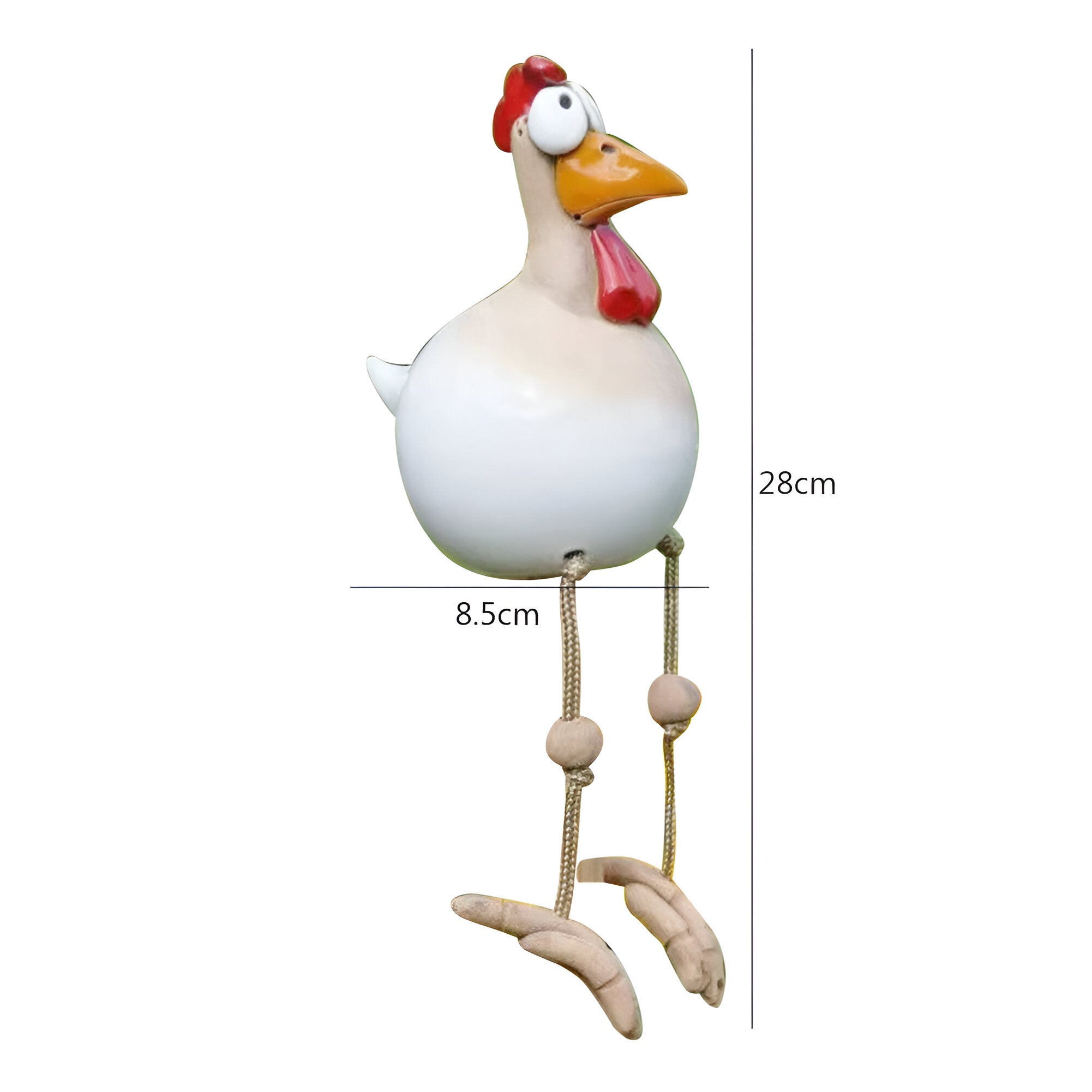 Statua di Gallina con Grandi Occhi - Artigianato in Resina Resistente alle Intemperie - Statua di Gallo da Giardino