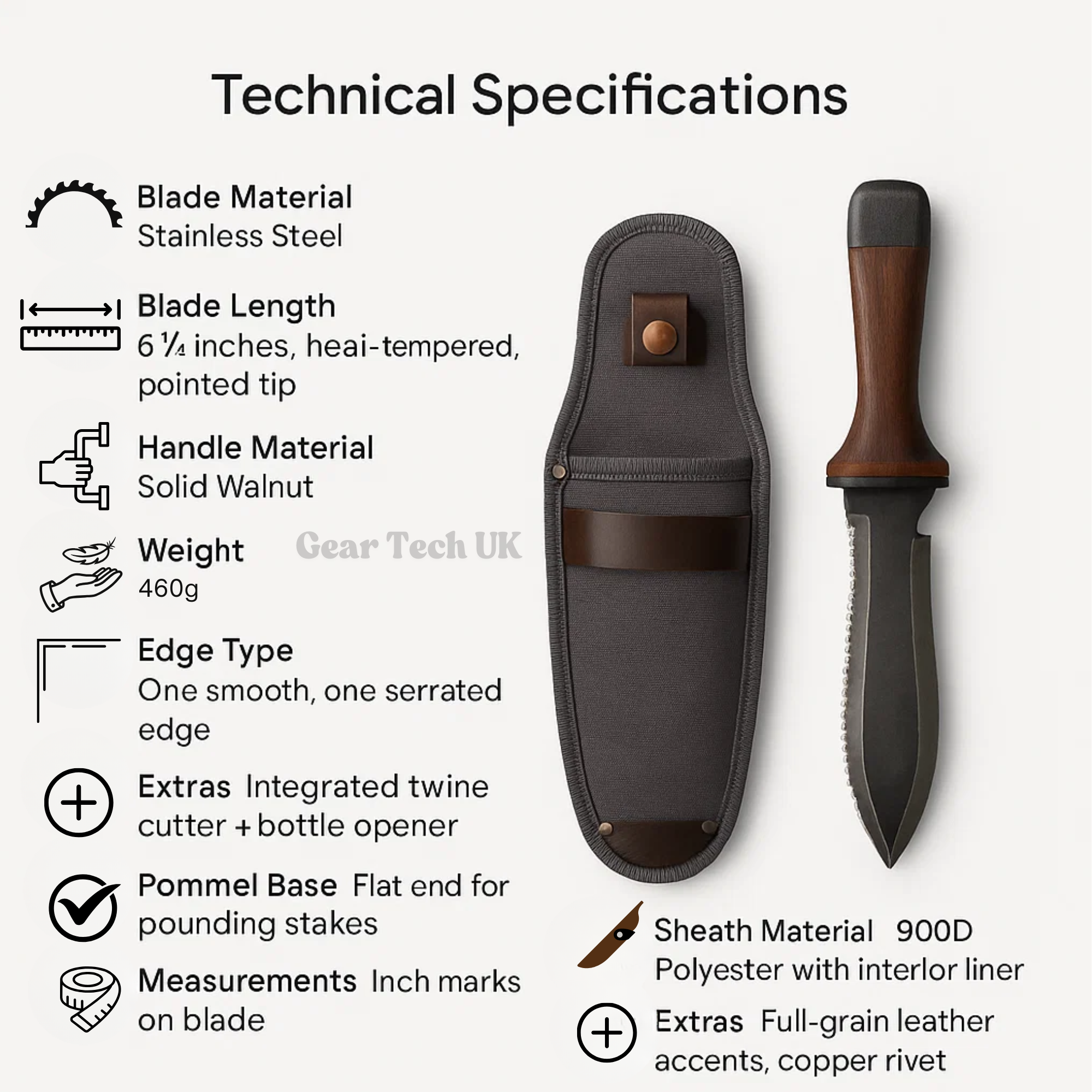 Coltello da Giardino Hori Hori con Lama Resistente alla Ruggine per Lavori in Giardino