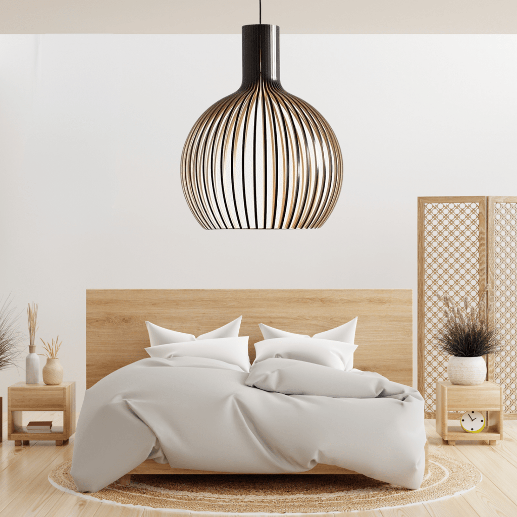 FjordLoom Lampada a Sospensione in Legno Rustico con Cavo Regolabile
