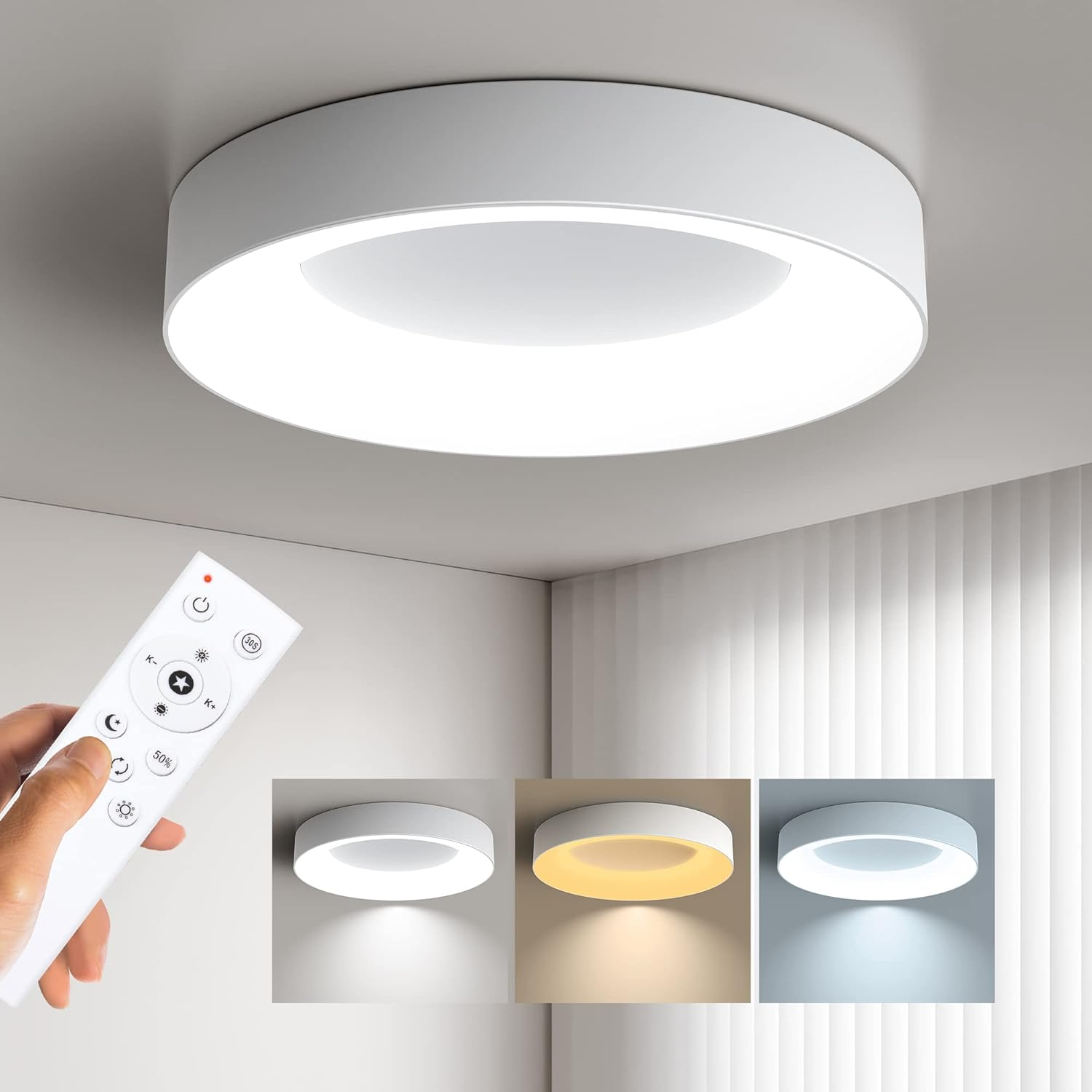 Lampada da soffitto Ismon – LED – Bianco – Ø 30 cm – Minimalista per soggiorni e corridoi