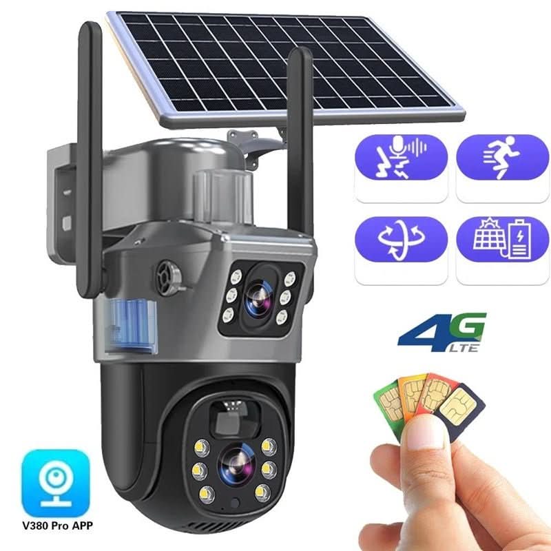 DUALGUARD CAM – Telecamera di sicurezza wireless 4K con pannello solare e visione a 360°