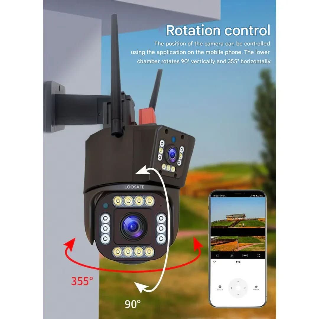 DUALGUARD CAM – Telecamera di sicurezza wireless 4K con pannello solare e visione a 360°