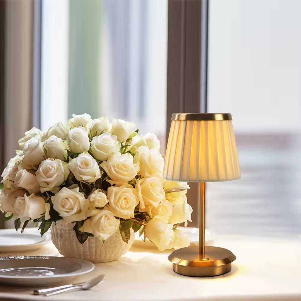 Lampada da tavolo classica – Ottone – Beige – 30×50 cm – Dimmerabile
