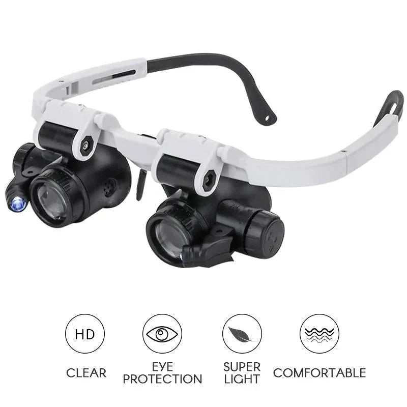 Occhiali ingranditori LED ClaritySight Pro con ingrandimento 8x, 15x e 23x