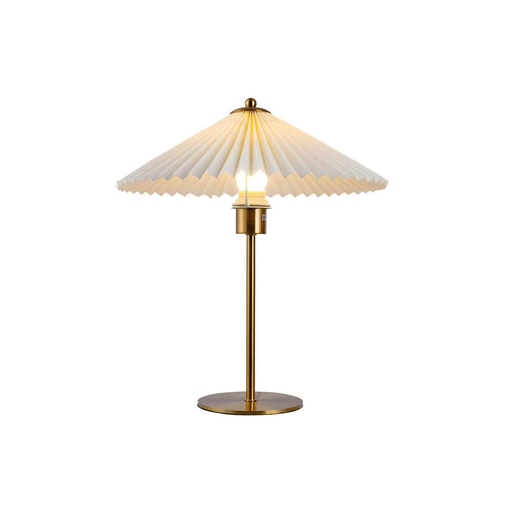 Lampada da Tavolo LERPA – Tessuto Plissettato – Ottone – Moderna – Illuminazione Elegante