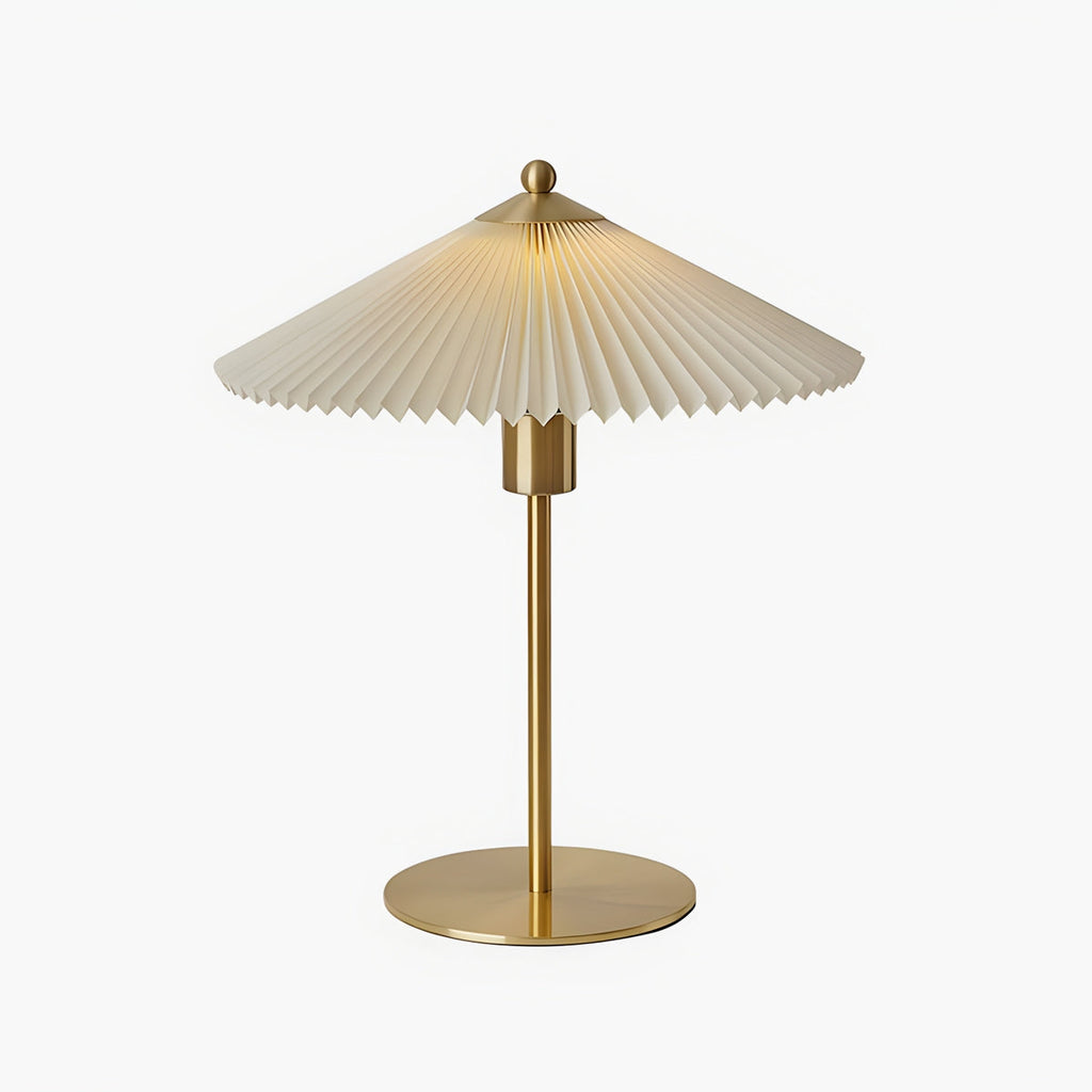 Lampada da Tavolo LERPA – Tessuto Plissettato – Ottone – Moderna – Illuminazione Elegante