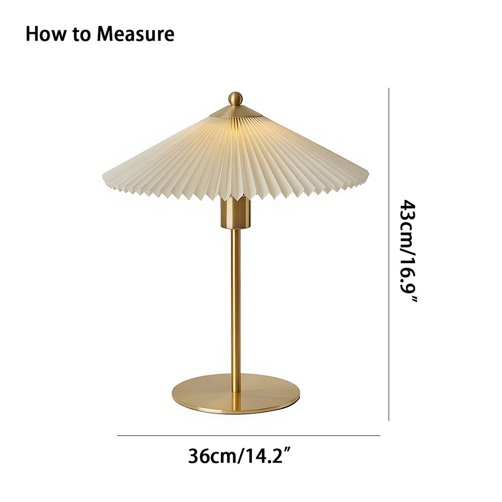 Lampada da Tavolo LERPA – Tessuto Plissettato – Ottone – Moderna – Illuminazione Elegante