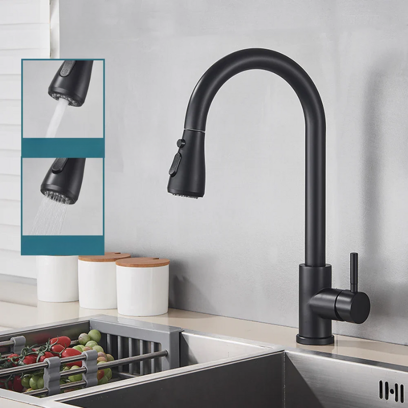 Rubinetto estraibile con miscelatore a leva singola – Rubinetto flessibile con funzione doccia, Alta qualità in acciaio inox, Ideale per cucine moderne, Facile installazione