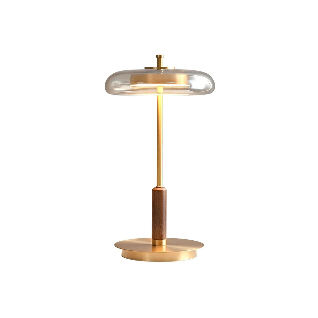 Lampada da Tavolo Landero – Vetro, Legno, Metallo – Bianco Caldo – Ø 22 cm – Design Moderno per Atmosfere Eleganti