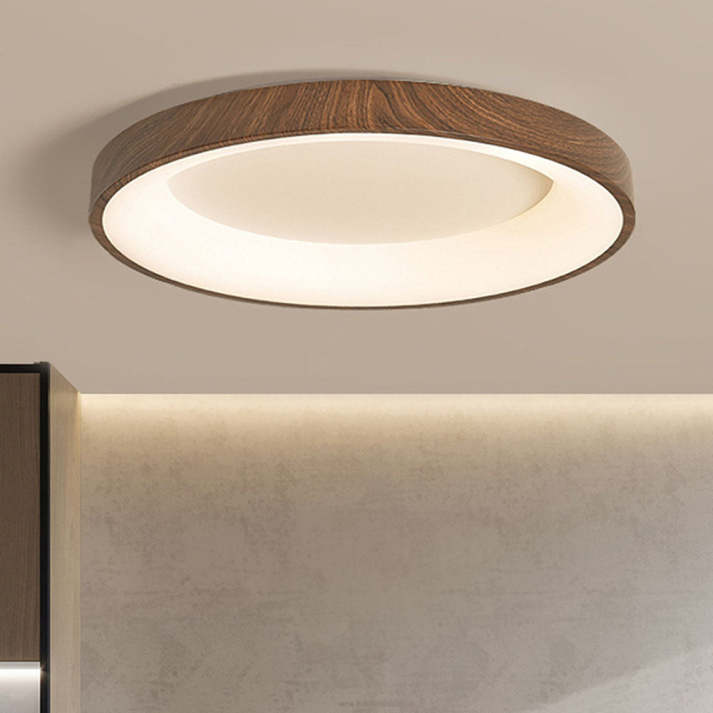 Lampada da soffitto Layeno – Ferro & Acrilico – Aspetto legno – Ø 38×9 cm – Lampada da soffitto LED moderna per soggiorno
