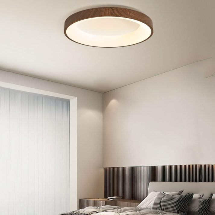 Lampada da soffitto Layeno – Ferro & Acrilico – Aspetto legno – Ø 38×9 cm – Lampada da soffitto LED moderna per soggiorno