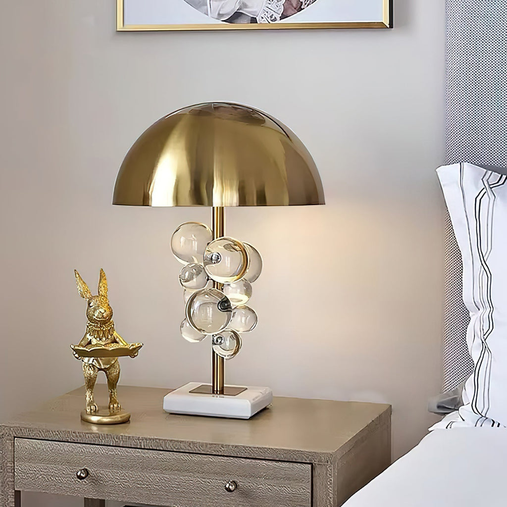 Lelobo Lampada da Tavolo – Marmo & Vetro – Oro – Scultorea – Illuminazione Elegante per la Tua Casa