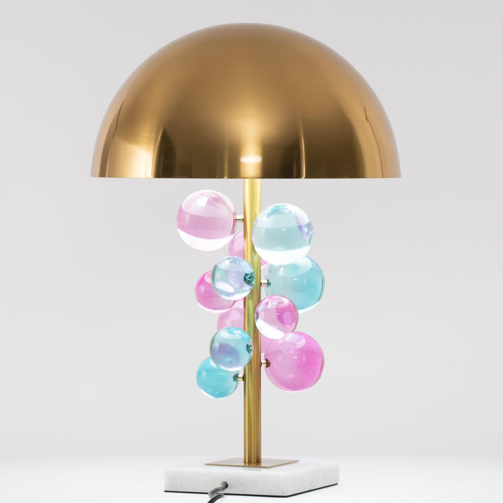 Lelobo Lampada da Tavolo – Marmo & Vetro – Oro – Scultorea – Illuminazione Elegante per la Tua Casa