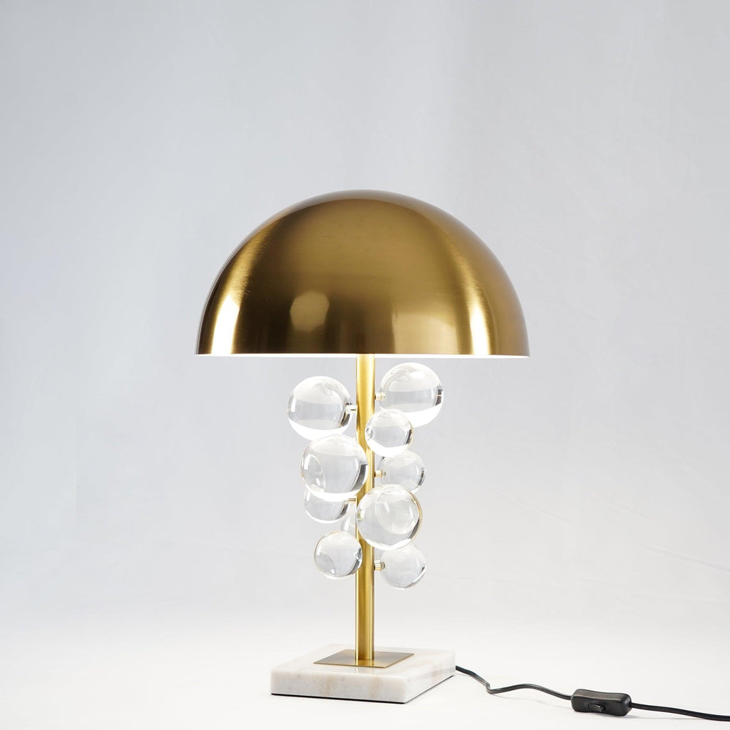 Lelobo Lampada da Tavolo – Marmo & Vetro – Oro – Scultorea – Illuminazione Elegante per la Tua Casa