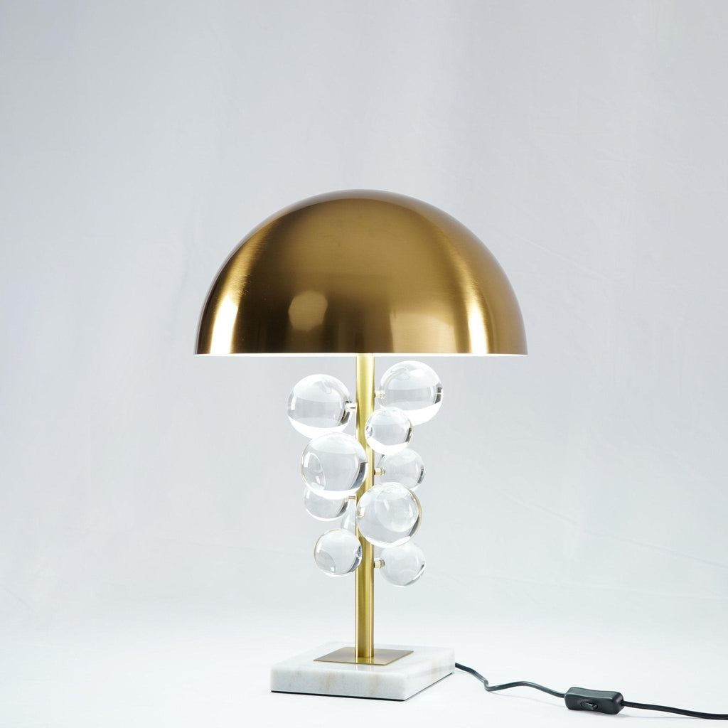 Lelobo Lampada da Tavolo – Marmo & Vetro – Oro – Scultorea – Illuminazione Elegante per la Tua Casa