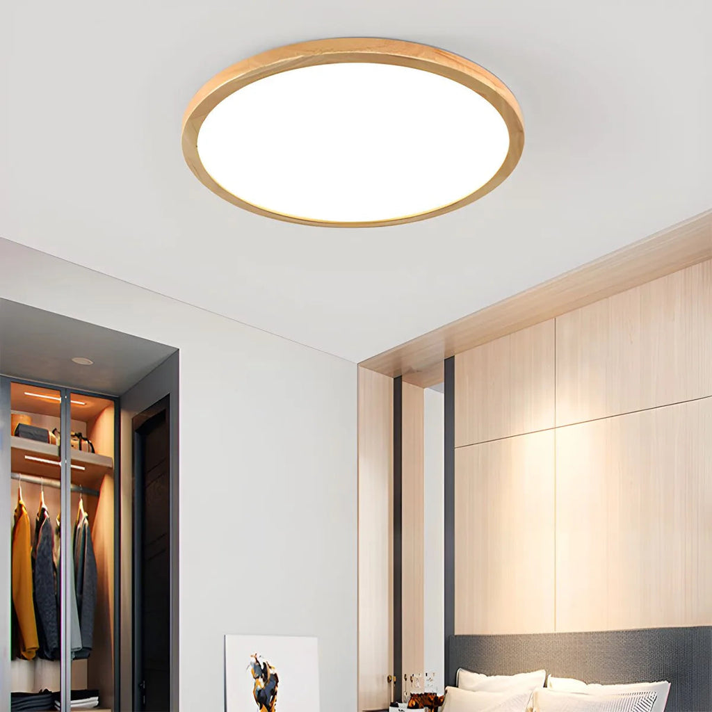 Lampada da soffitto Lirinco – Cornice in legno – Opaca – Ø 40 cm – Design moderno per soggiorno e camera da letto