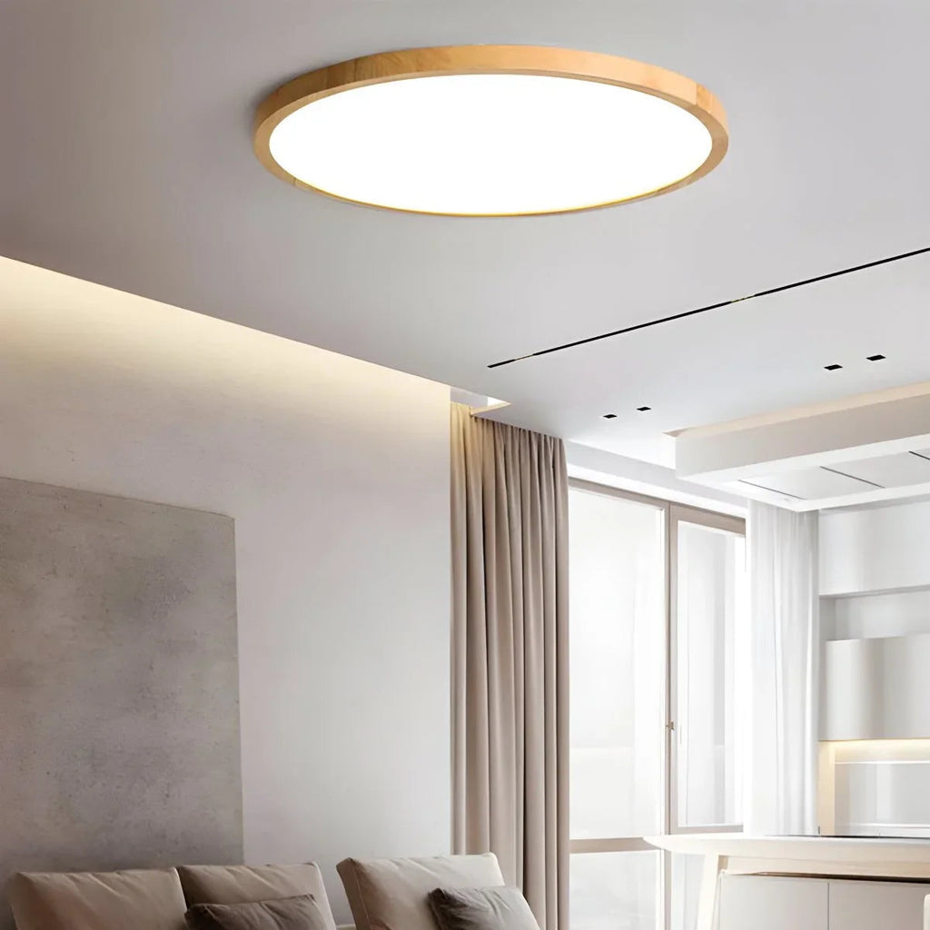 Lampada da soffitto Lirinco – Cornice in legno – Opaca – Ø 40 cm – Design moderno per soggiorno e camera da letto