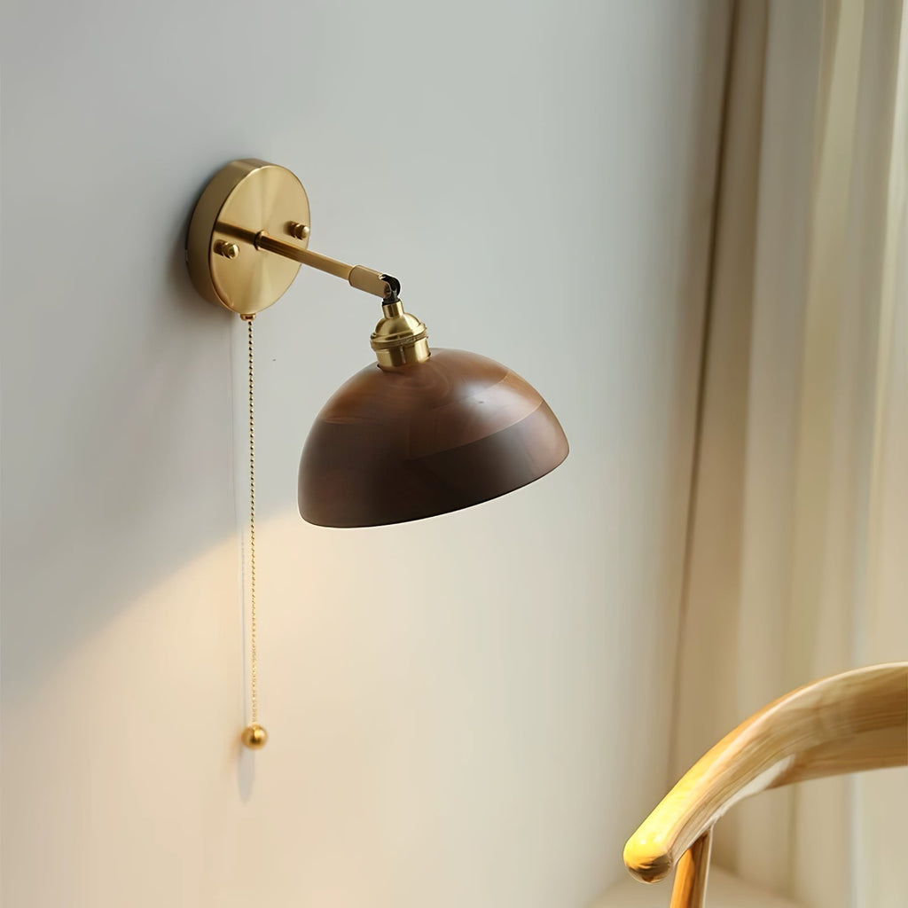 Lampada da parete Lozon – Ottone e legno di noce – Rotante – Design moderno