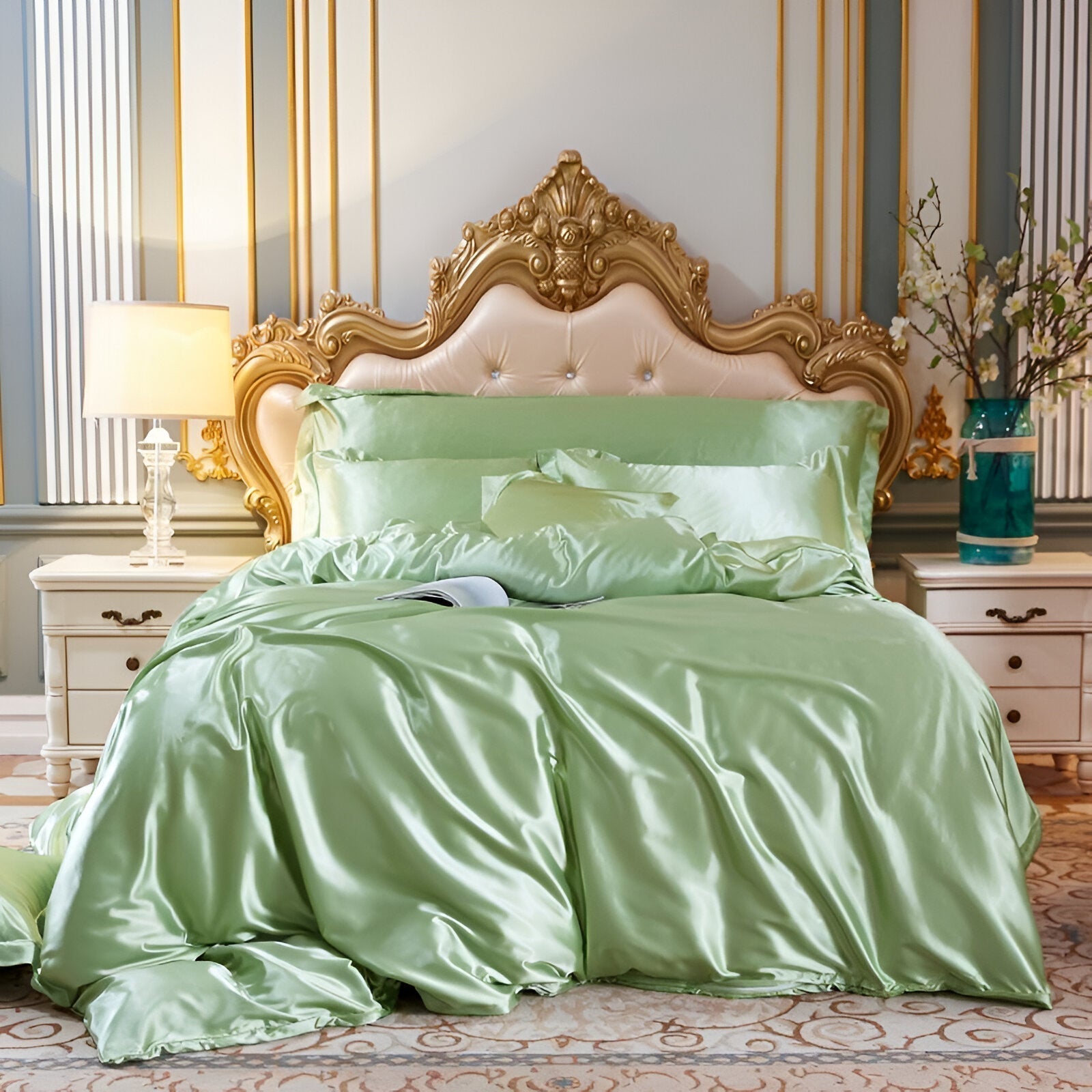 Copertura Letto di Seta Lussuosa – Morbida, Traspirante e Facile da Pulire