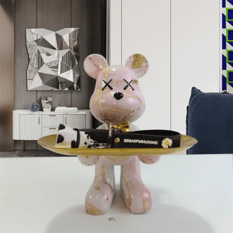 Luxetray Orso Decorativo – Contenitore con Vassoio – Design Elegante – Multifunzionale – Soggiorno/Ufficio