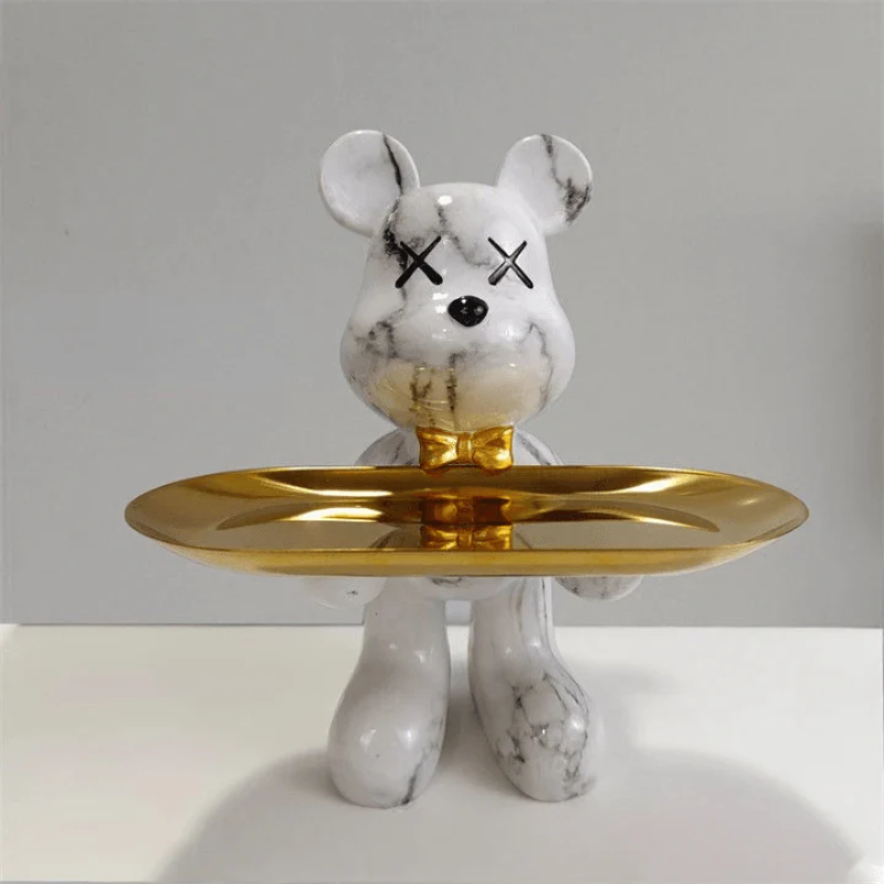 Luxetray Orso Decorativo – Contenitore con Vassoio – Design Elegante – Multifunzionale – Soggiorno/Ufficio