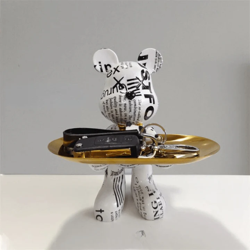 Luxetray Orso Decorativo – Contenitore con Vassoio – Design Elegante – Multifunzionale – Soggiorno/Ufficio