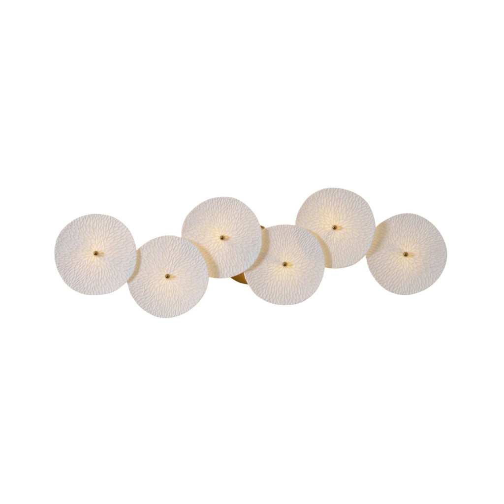 Lampada da Parete Lys Lotus – Ceramica – Bianca con Accenti Dorati – 4–8 Tazze – Elegante Lampada da Parete per Interni