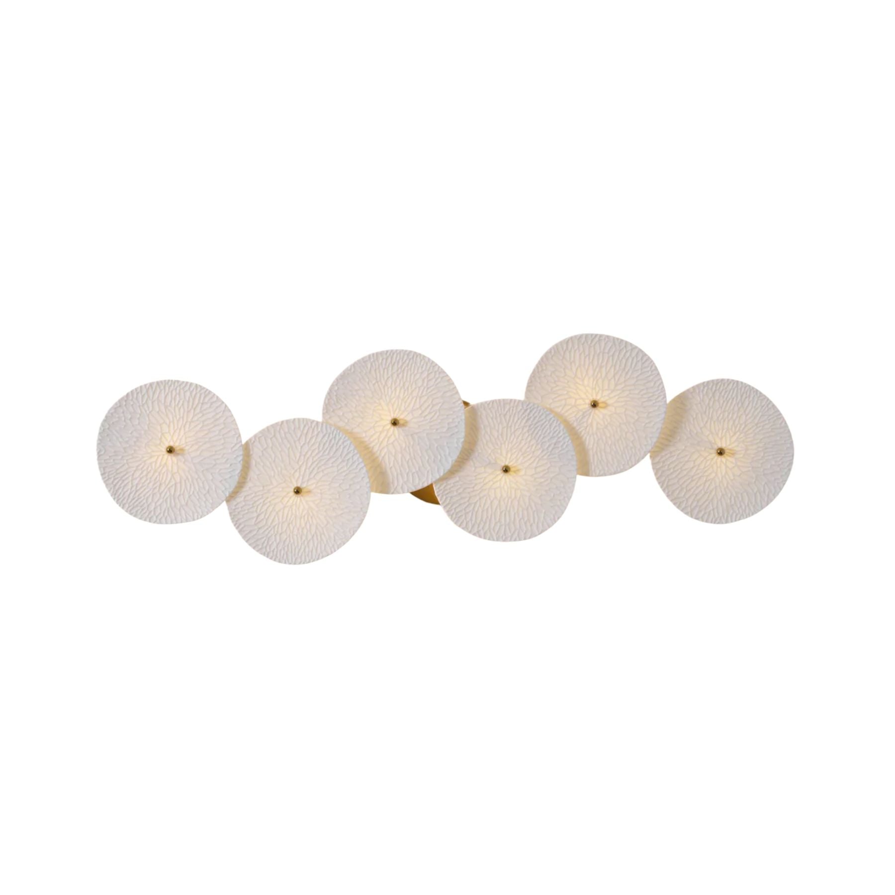 Lampada da Parete Lys Lotus – Ceramica – Bianca con Accenti Dorati – 4–8 Tazze – Elegante Lampada da Parete per Interni