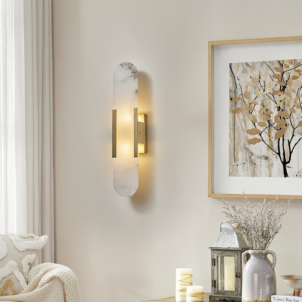 Lampada da Parete Melange – Alabastro & Metallo – Calda – 2 Altezze – Design Moderno per Interni Eleganti