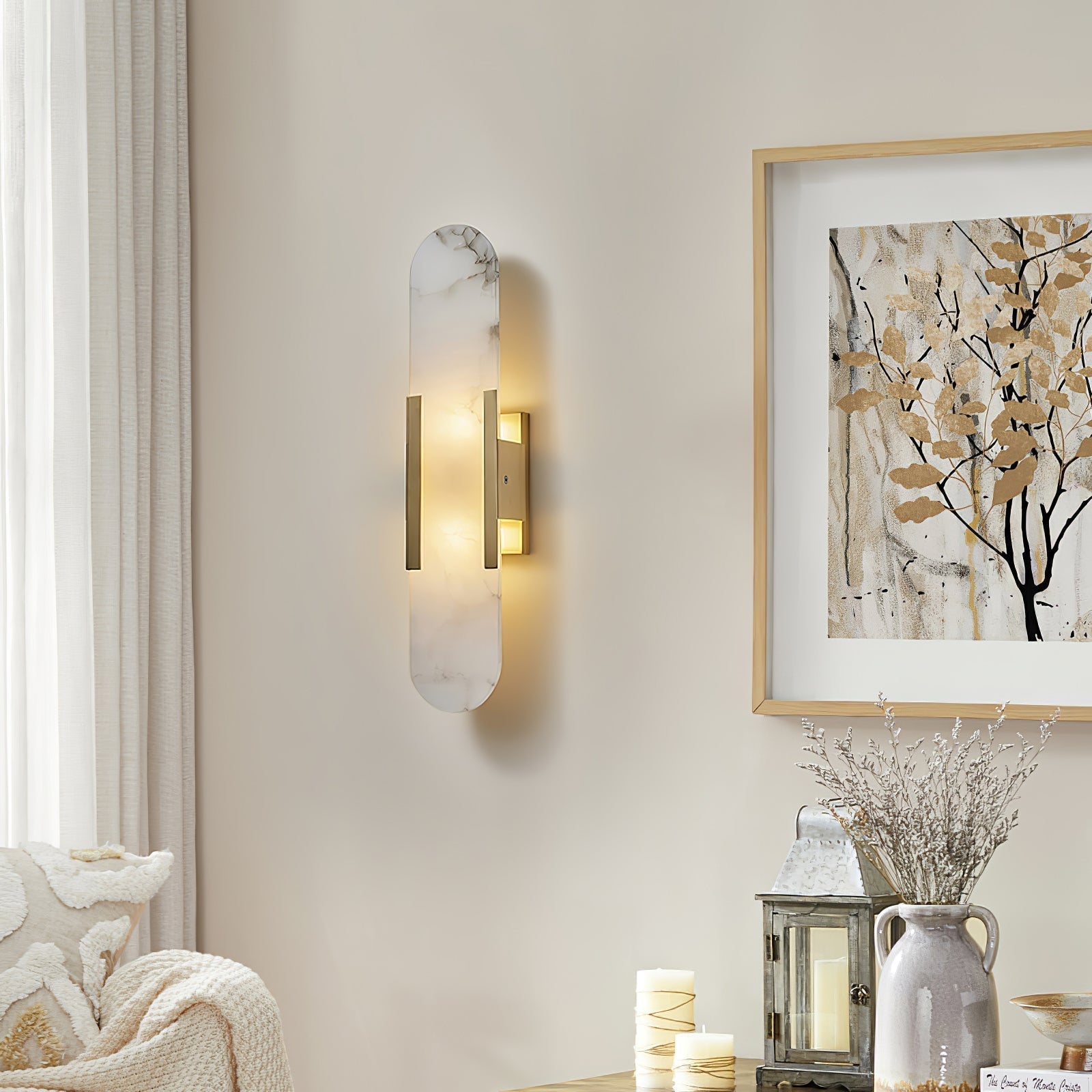 Lampada da Parete Melange – Alabastro & Metallo – Calda – 2 Altezze – Design Moderno per Interni Eleganti