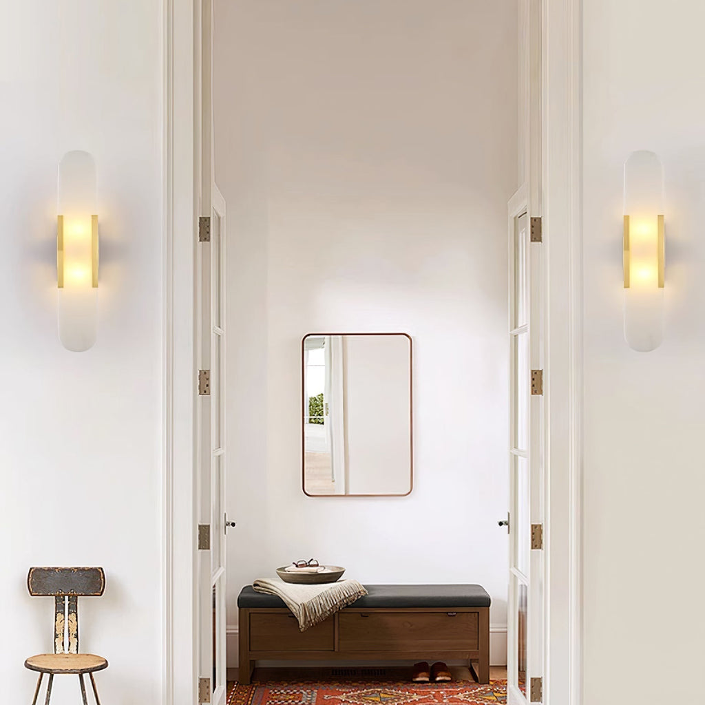 Lampada da Parete Melange – Alabastro & Metallo – Calda – 2 Altezze – Design Moderno per Interni Eleganti