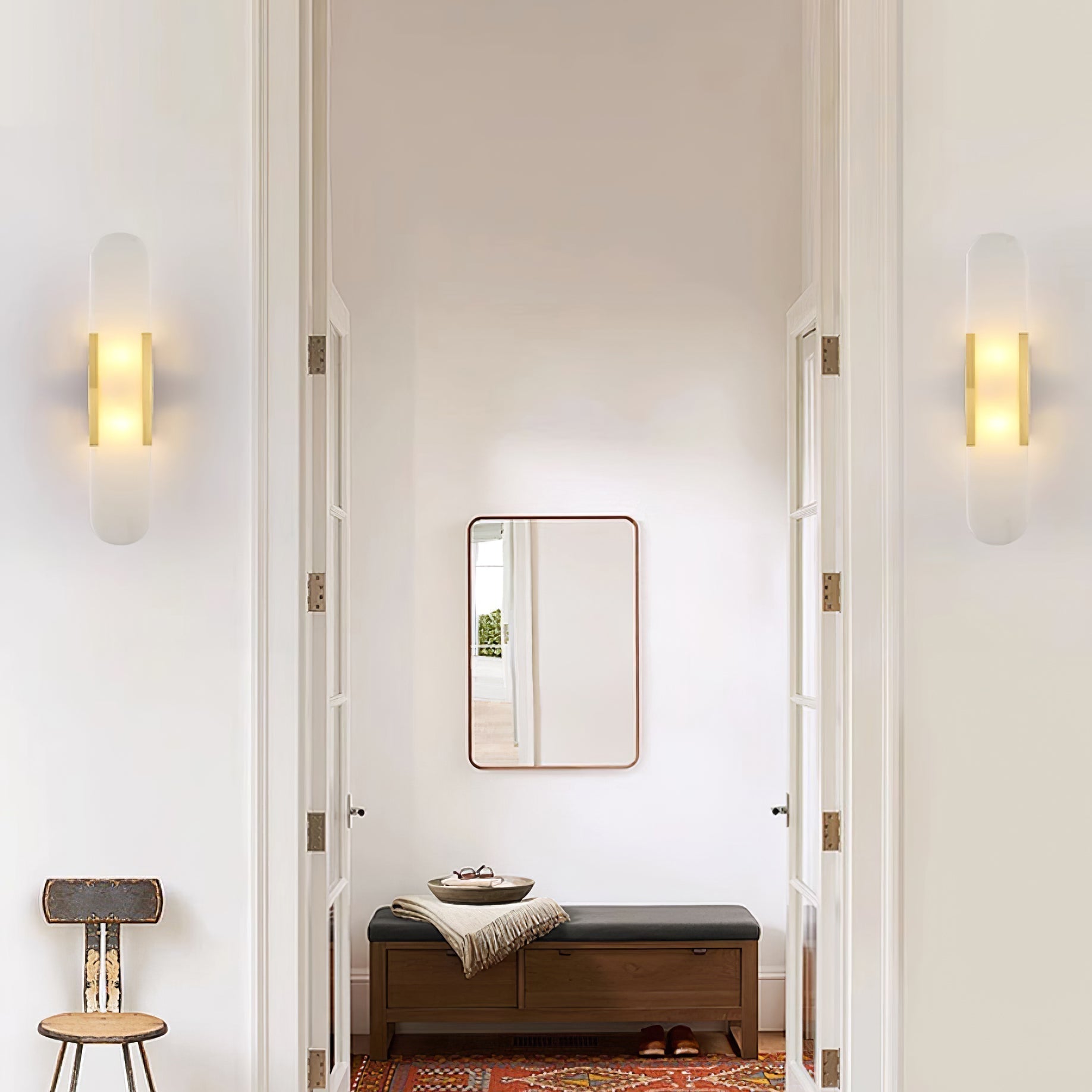 Lampada da Parete Melange – Alabastro & Metallo – Calda – 2 Altezze – Design Moderno per Interni Eleganti