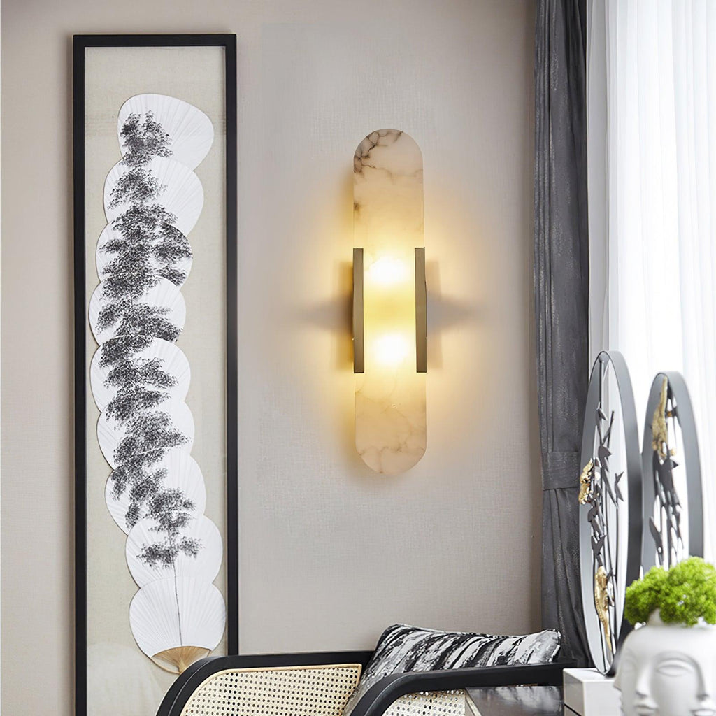 Lampada da Parete Melange – Alabastro & Metallo – Calda – 2 Altezze – Design Moderno per Interni Eleganti