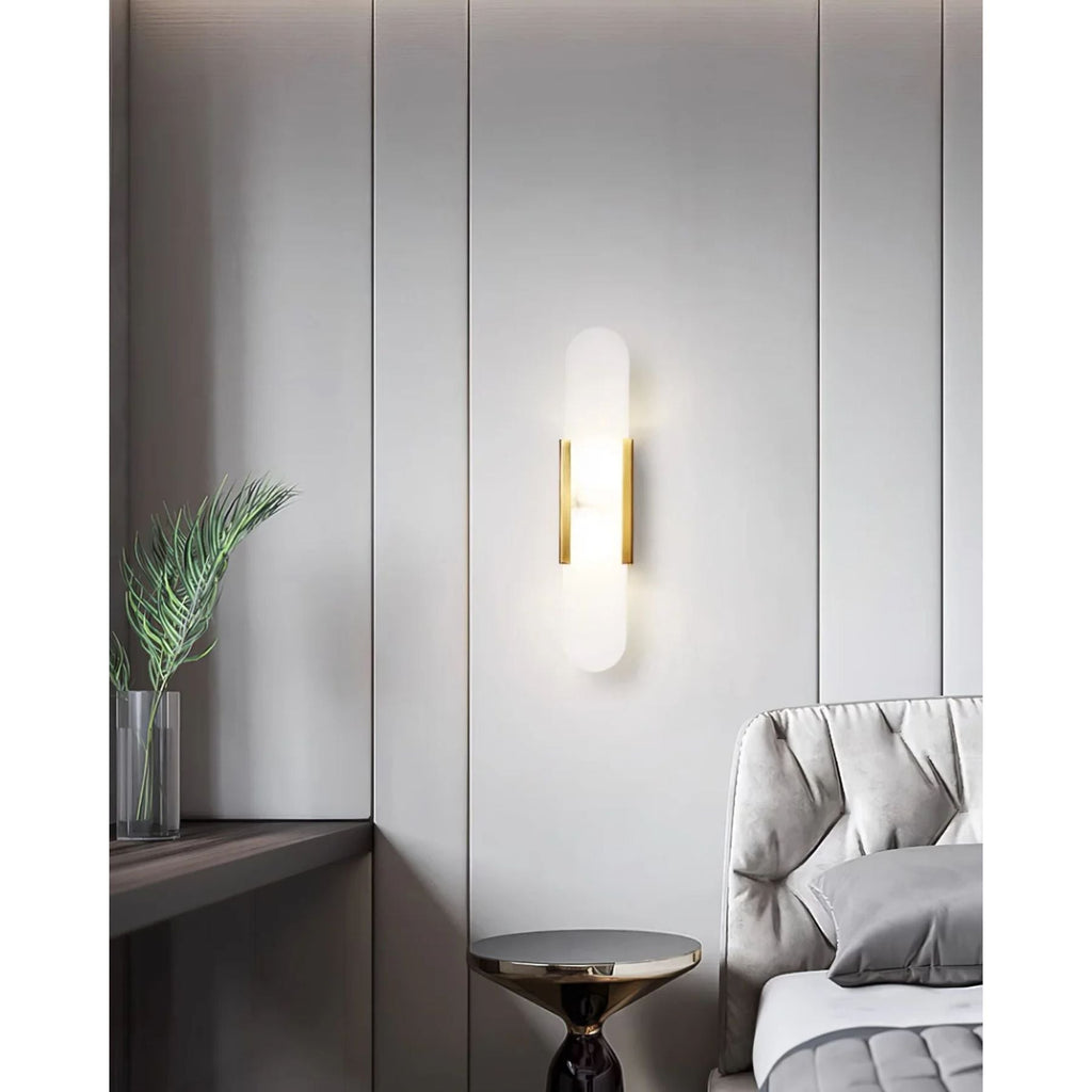 Lampada da Parete Melange – Alabastro & Metallo – Calda – 2 Altezze – Design Moderno per Interni Eleganti