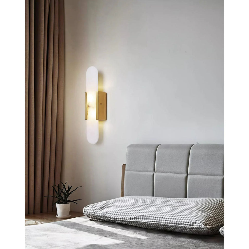 Lampada da Parete Melange – Alabastro & Metallo – Calda – 2 Altezze – Design Moderno per Interni Eleganti