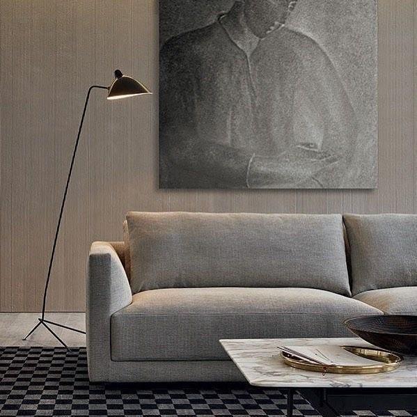 Lampada da terra Molizon – Metallo con dettagli in ottone – Bianco/Nero – Design moderno – Illuminazione elegante per il soggiorno