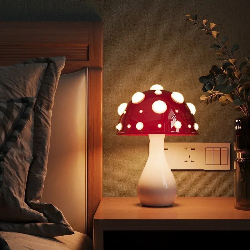 Mooshi Lampada da Tavolo – Vetro Acrilico – Bianco Caldo – Ø20 cm – Dimmerabile, Lampada da Tavolo Senza Fili a Design di Fungo