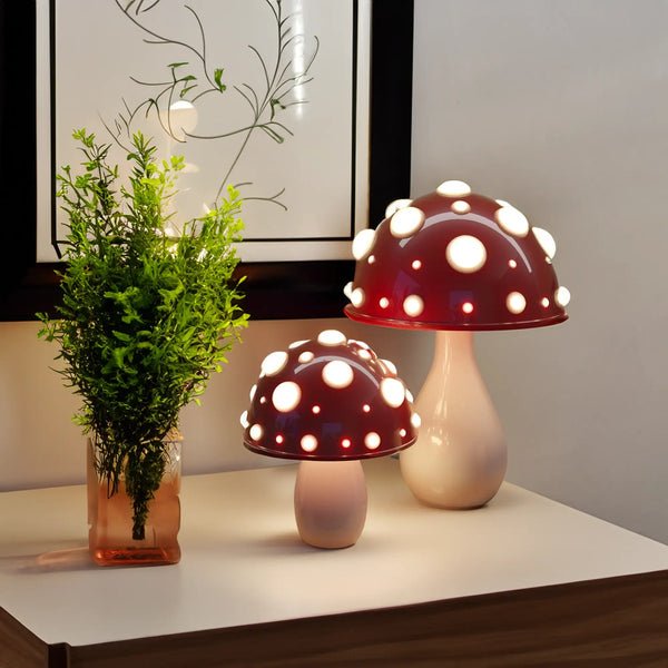 Mooshi Lampada da Tavolo – Vetro Acrilico – Bianco Caldo – Ø20 cm – Dimmerabile, Lampada da Tavolo Senza Fili a Design di Fungo