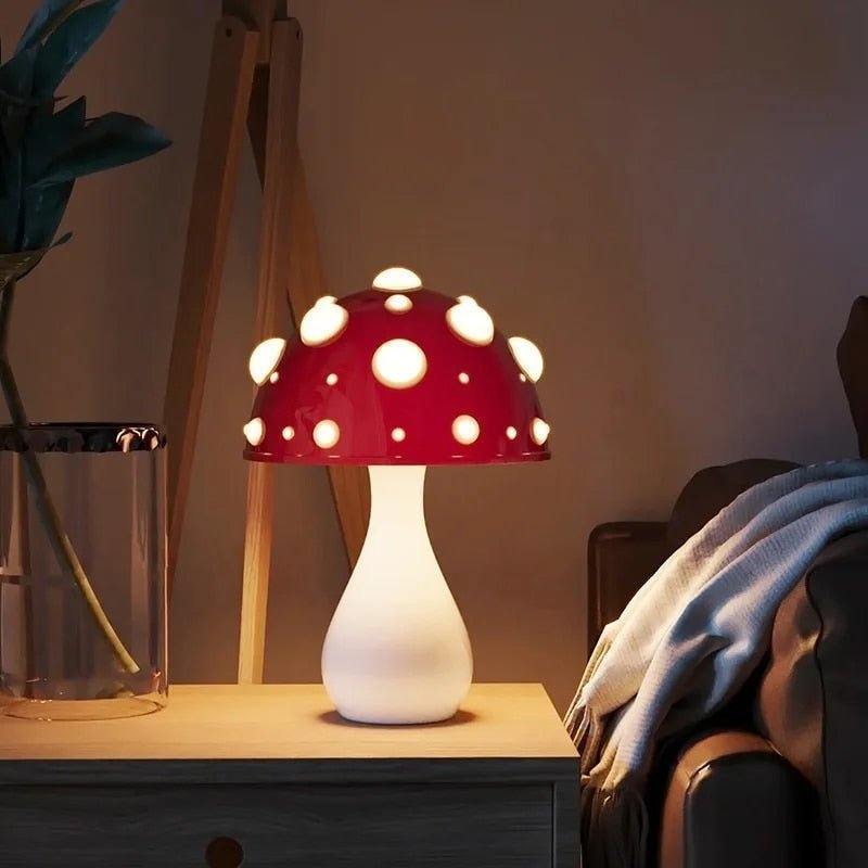 Mooshi Lampada da Tavolo – Vetro Acrilico – Bianco Caldo – Ø20 cm – Dimmerabile, Lampada da Tavolo Senza Fili a Design di Fungo