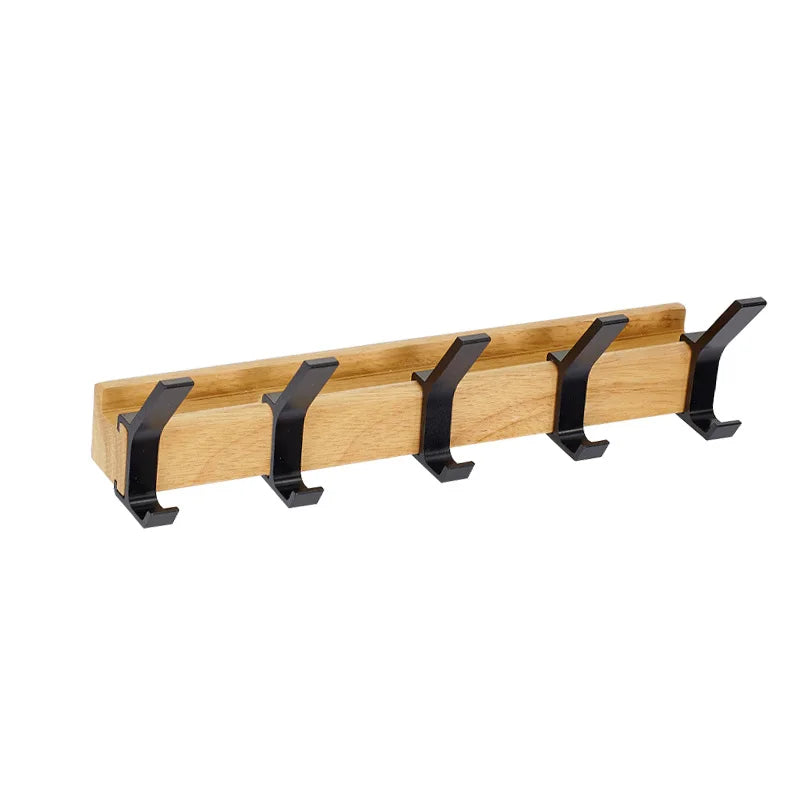 Nordivo Appendiabiti da Parete con Ganci Doppi Mobili | Design Scandinavo | Legno & Alluminio | Salvaspazio & Moderno