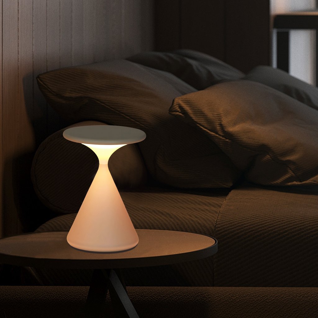 Lampada da tavolo Movy – Alluminio – Nero – Compatta – Design moderno a clessidra