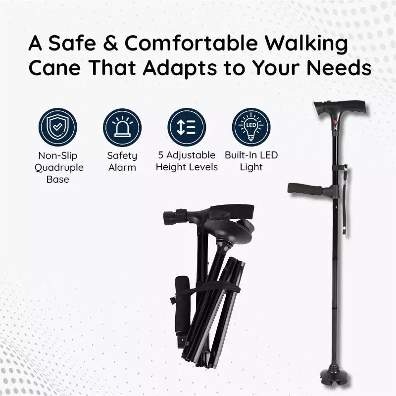 Bastone da Passeggio Leggero StrideFlex con LED e Design Pieghevole