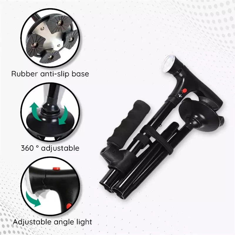 Bastone da Passeggio Leggero StrideFlex con LED e Design Pieghevole