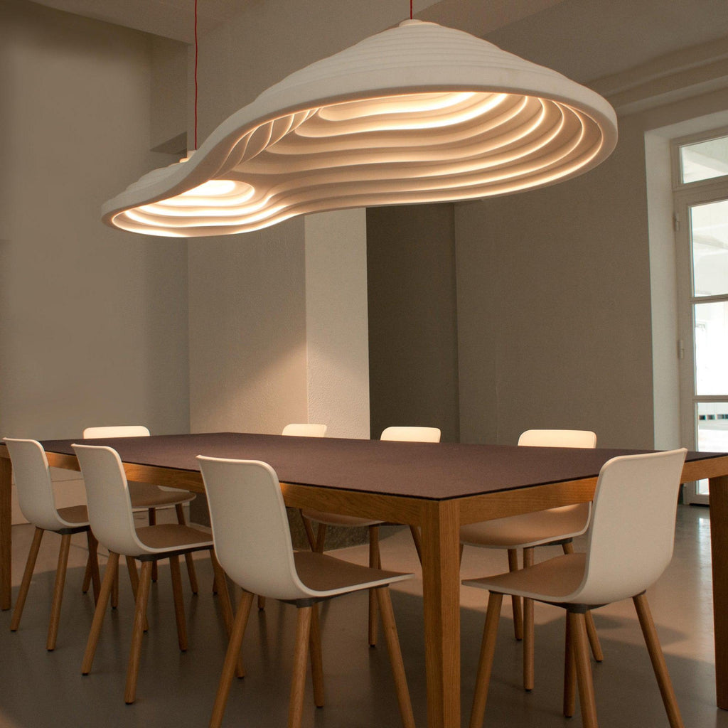 Lampada a sospensione Multi Reisfeld – Resina & Metallo – Bianco – Ø 30×30 cm – Acusticamente ottimizzata
