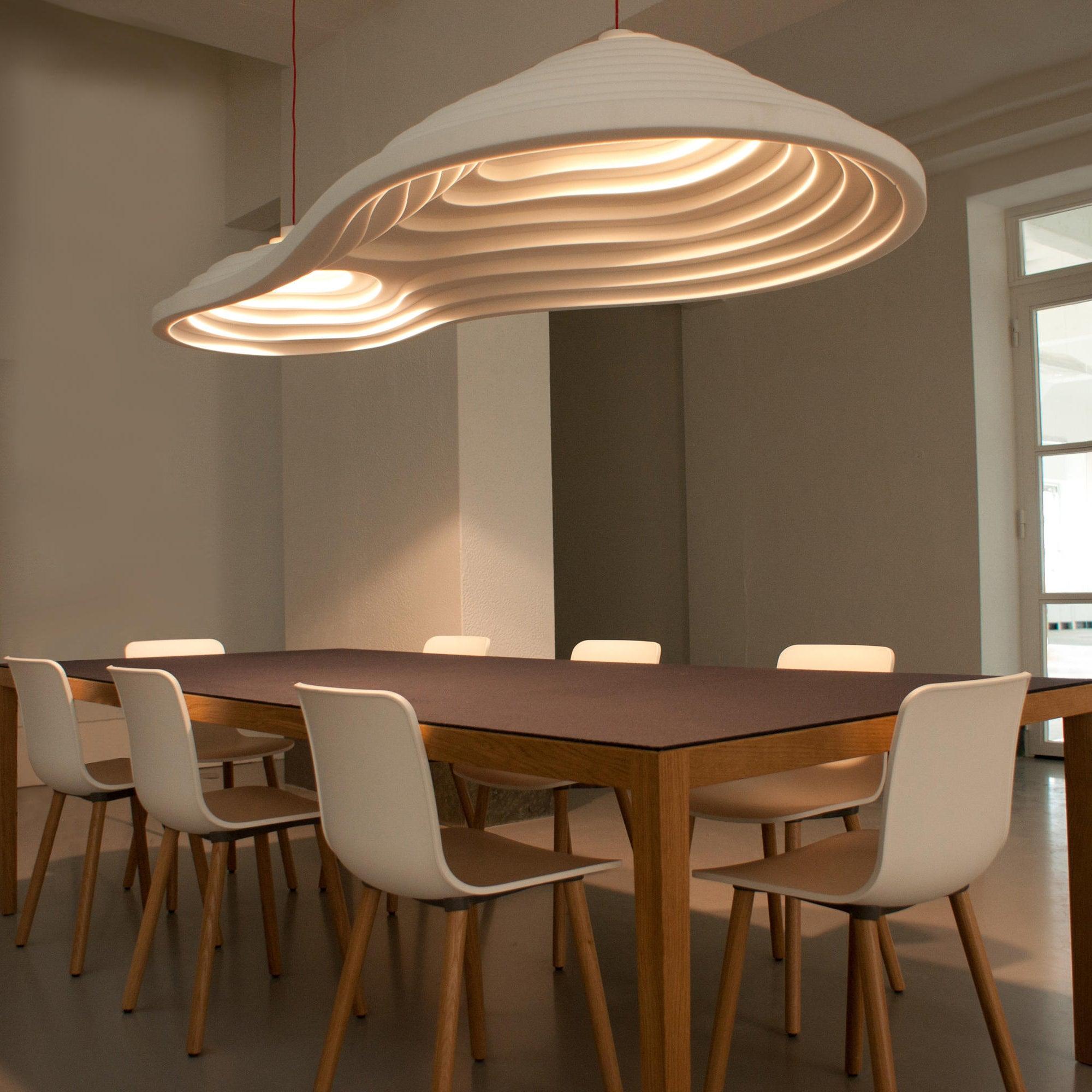 Lampada a sospensione Multi Reisfeld – Resina & Metallo – Bianco – Ø 30×30 cm – Acusticamente ottimizzata