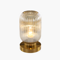 Lampada da Tavolo Nisson – Ferro e Vetro Colorato – Bianco/Gri/Ambra/Verde – Ø13/Ø20 cm – Design Elegante per Ambienti Raffinati