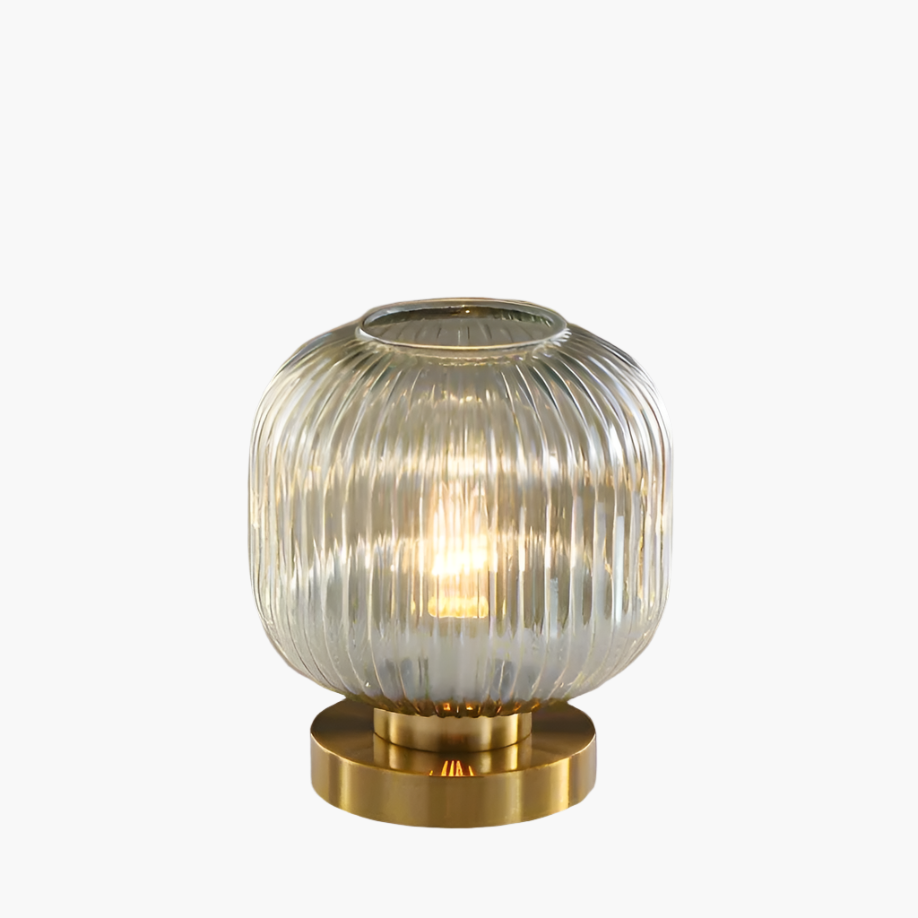 Lampada da Tavolo Nisson – Ferro e Vetro Colorato – Bianco/Gri/Ambra/Verde – Ø13/Ø20 cm – Design Elegante per Ambienti Raffinati