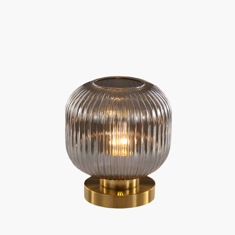 Lampada da Tavolo Nisson – Ferro e Vetro Colorato – Bianco/Gri/Ambra/Verde – Ø13/Ø20 cm – Design Elegante per Ambienti Raffinati