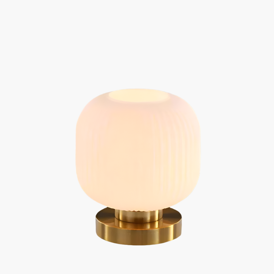 Lampada da Tavolo Nisson – Ferro e Vetro Colorato – Bianco/Gri/Ambra/Verde – Ø13/Ø20 cm – Design Elegante per Ambienti Raffinati