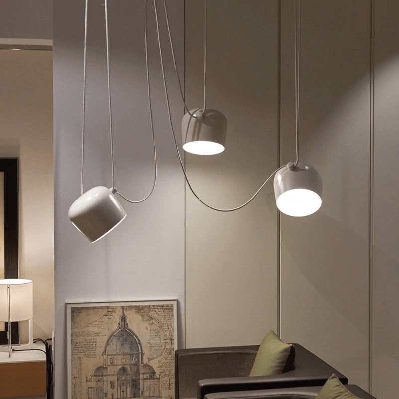 Lampada a sospensione LumaDrum con assemblaggio di lampadina alimentata da cavo